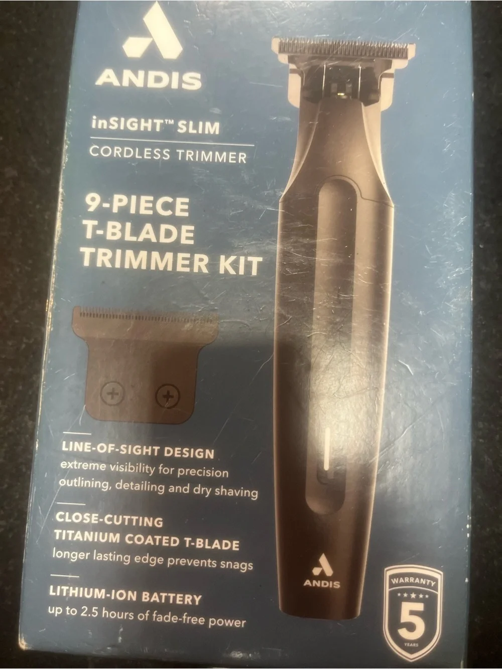 Andis Slim Cordless T-Blade Trimmer Kit - Black